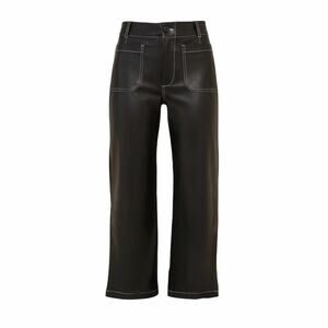 Maeve Colette Cropped Wide-Leg Vegan Leather Top-Stitch Pants - Size 32, NWOT